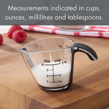 Premium Kitchen 1/4C Plastic Mini Measuring Cup, Black/Transparent - Innovative Kitchen Helper for Modern Cooking Detail