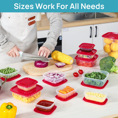 Fun Food Fidget 34 Pieces Meal Prep Containers, 7-Size ，Plastic Food Storage Containers with Lids for Lunch,Leftover - Deliciously Soft Cupcake Sensory Glob Detail