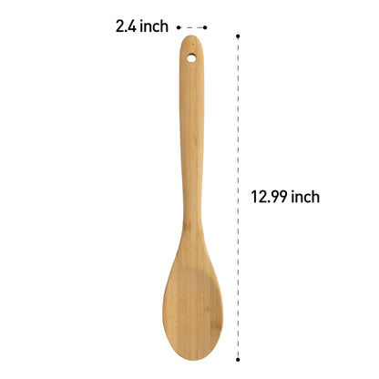 Chef-Quality Bamboo Cooking Spoon Natural Bamboo Crafted, 13" L, Kitchen Prep - High-Precision Culinary Tool for Baking & Cooking Detail