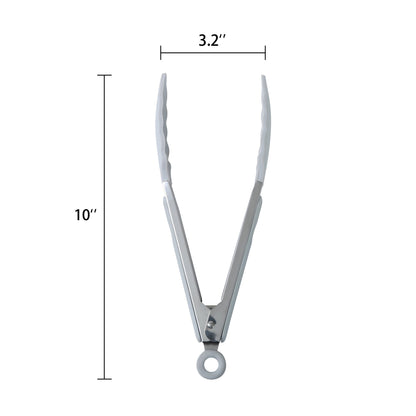 Durable Steel 9" Stainless Steel and Silicone Locking Tongs, Soft Grip Handle, Grey Flannel - Professional Kitchen Tool for Culinary Enthusiasts Detail