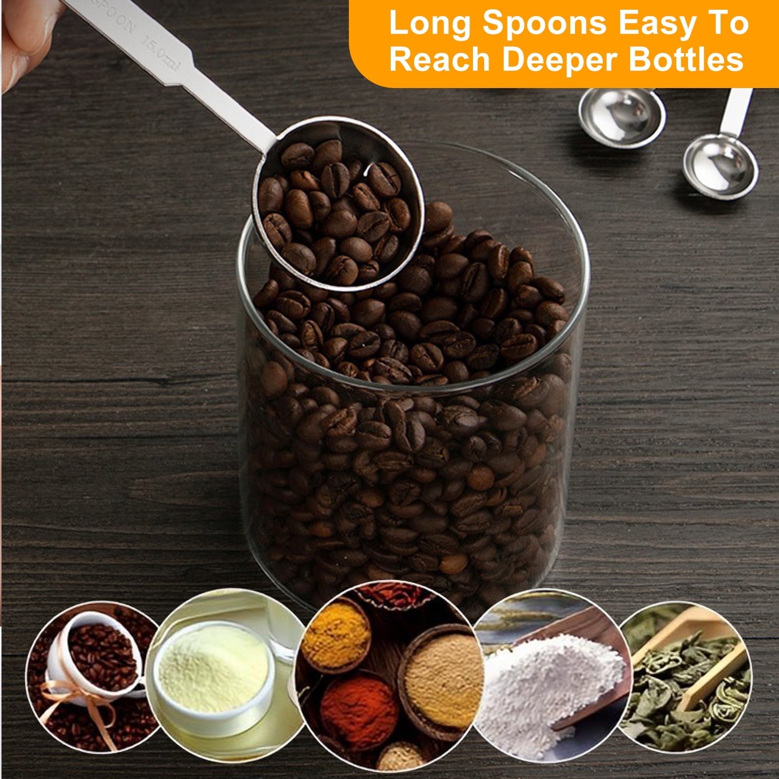 Premium Silicone Measuring Cups and Spoons Set of 10, 5 Stainless Steel Cups and 5 Spoons for Kitchen Cooking Baking - Ergonomic Kitchen Tongs and Cooking Spoon Utensil Detail