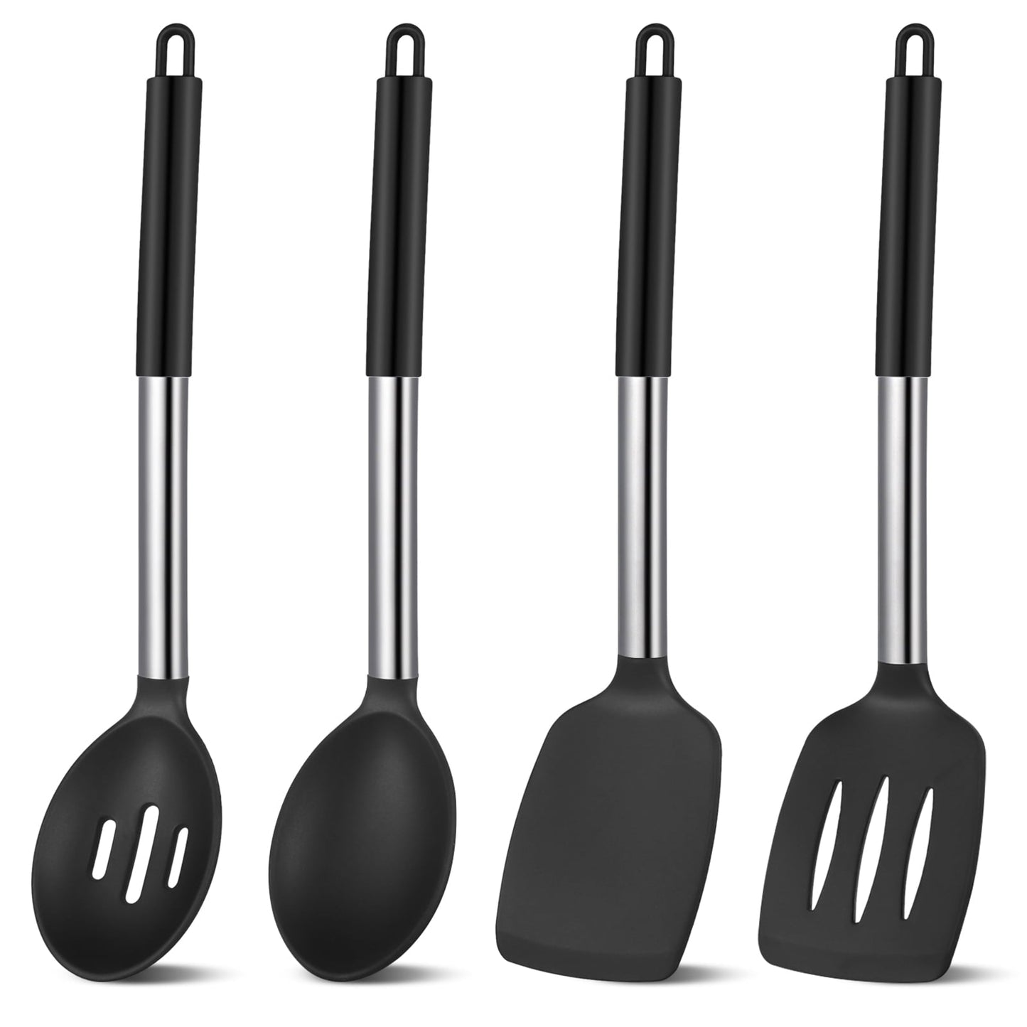 Non-Stick Safe Silicone Cooking Spatulas and Spoons, 4 Pack Heat Resistant Silicone Cooking Utensils Set, Non-stick Large Ki... - Heat-Resistant Silicone Cooking Spatula Turner - Default Title