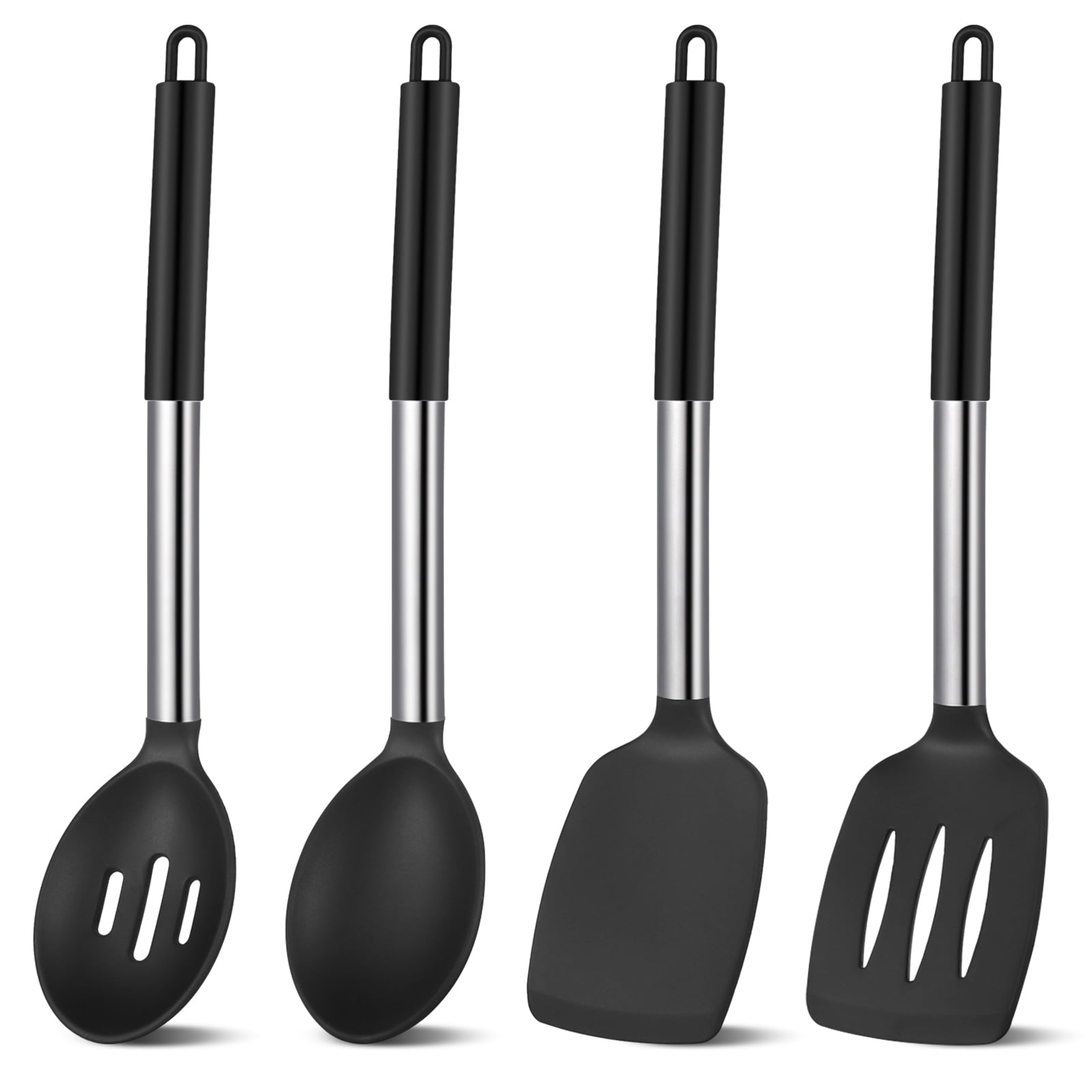 Non-Stick Safe Silicone Cooking Spatulas and Spoons, 4 Pack Heat Resistant Silicone Cooking Utensils Set, Non-stick Large Ki... - Heat-Resistant Silicone Cooking Spatula Turner - Default Title